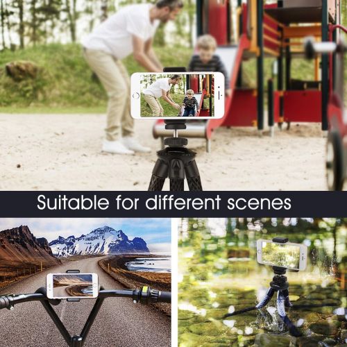  Camera/Phone Tripod,Patekfly 12 Inch Flexible Camera Tripod for Canon/Nikon/Sony DSLR Cam/Action Cam, Phone Tripod Stand with Cell Phone Holder Clip for iPhone/Android Phone(3 in 1