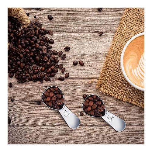  Patelai 3 Pieces Tablespoon Coffee Scoop Stainless Steel Coffee Scoops Short Handle Tablespoon Measuring Spoons for Coffee Tea Sugar Christmas Kitchen Gifts