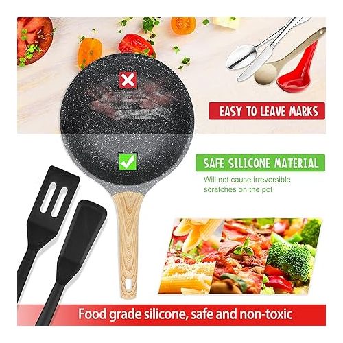  2 Pieces Mini Brownie Serving Spatula Set, Flexible Nonstick Silicone Serve Turner Slotted Cookie Spatula Silicone Square Spatula Kitchen Utensil for Cutting Serving Brownies Cookies Flip Eggs (Black)