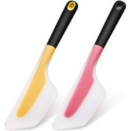 2 Pieces Omelette Spatula Kitchen Omelet Turner Silicone Omelette Turner Flip and Fold Omelette Turner for Kitchen Omelet Pancake Crepes (Red and Yellow)