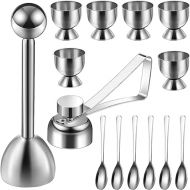 14 Pieces Egg Cup Set Egg Topper Boiled Egg Holder Stainless Steel Egg Opener Egg Spoon for Kitchen Tool