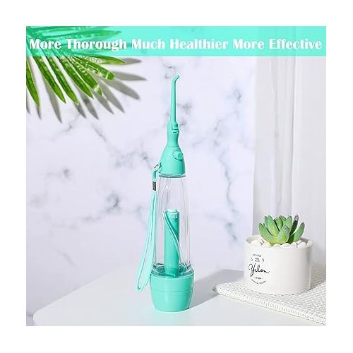  Water Dental Flosser for Teeth Oral Irrigator Water Teeth Cleaner Non Electric Portable Affordable Oral Irrigator Cordless Manual Air Pressure Simple Operation for Home and Travel