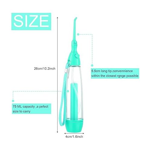  Water Dental Flosser for Teeth Oral Irrigator Water Teeth Cleaner Non Electric Portable Affordable Oral Irrigator Cordless Manual Air Pressure Simple Operation for Home and Travel