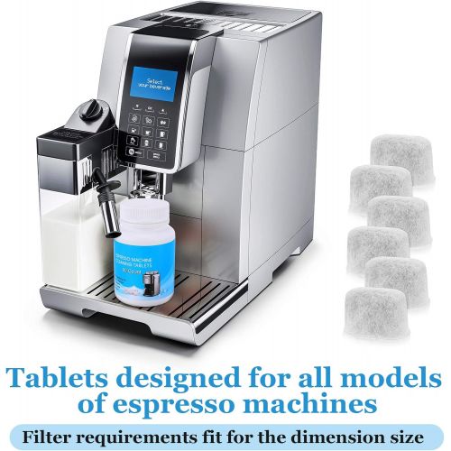  Patelai 56 Pieces Espresso Machine Cleaning Tablets and Filters Include 6 Pieces Espresso Machine Water Filters and 50 Pieces 2 Grams Coffee Maker Cleaning Tablets Descaling Tablets for Es