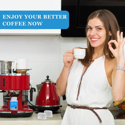  Patelai 56 Pieces Espresso Machine Cleaning Tablets and Filters Include 6 Pieces Espresso Machine Water Filters and 50 Pieces 2 Grams Coffee Maker Cleaning Tablets Descaling Tablets for Es