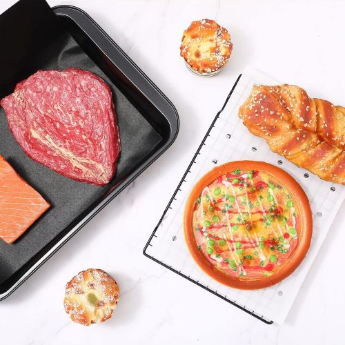  Patelai Air Fryer Parchment Paper, 100 Pieces Perforated Air Fryer Liners Sheets with 2 Pieces Non Stick Mat for Toaster Oven Air Fry Accessories, Oven Liners for Baking, Cooking, Dehydrat