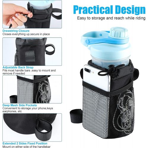  Patelai 3 Pieces Bike Handlebar Bottle Bag Bike Cup Holder Handlebar Bag Bike Water Bottle Holder Waterproof Storage Pouch for Bicycles, Black