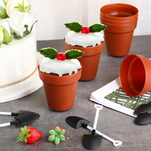  Patelai 50 Set Plastic Dessert Cups with Shovel Spoons, Flowerpot Cake Desserts Cups for Construction Birthday Party Supplies, Ice Cream, DIY Baking, Cupcakes, Yogurt, Pudding and Jello Sh