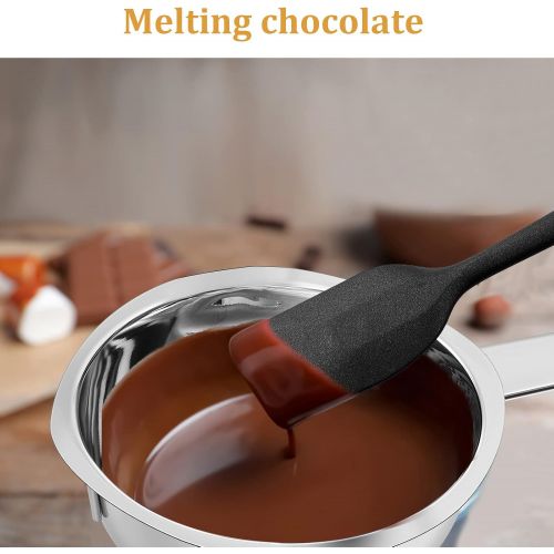  Patelai 1000 ml and 400 ml Double Boiler Chocolate Melting Pot with 2600 ml and 900 ml 304 Stainless Steel Pot with Silicone Spatula for Melting Chocolate, Candy, Candle, Soap and Wax