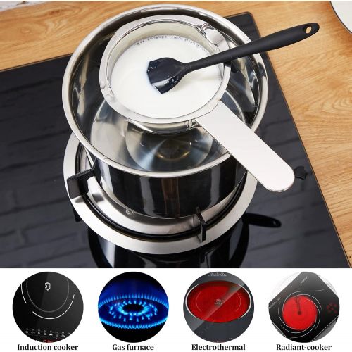  Patelai 1000 ml and 400 ml Double Boiler Chocolate Melting Pot with 2600 ml and 900 ml 304 Stainless Steel Pot with Silicone Spatula for Melting Chocolate, Candy, Candle, Soap and Wax