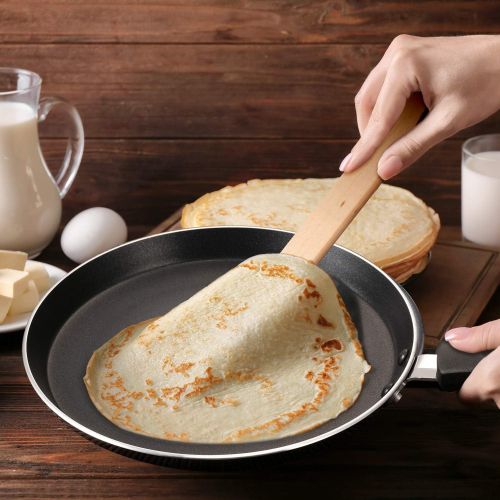  Patelai 2 Pieces Non-Stick Crepe Pan Kitchen Omelette Frying Pan Pancake Cooking Skillet with Crepe Spreader and Spatula for Kitchen Cooking Tools