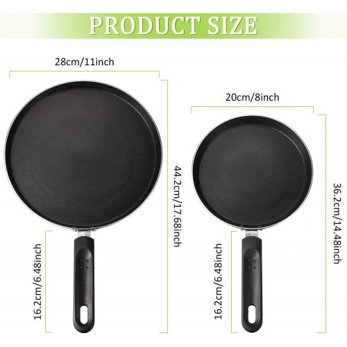  Patelai 2 Pieces Non-Stick Crepe Pan Kitchen Omelette Frying Pan Pancake Cooking Skillet with Crepe Spreader and Spatula for Kitchen Cooking Tools