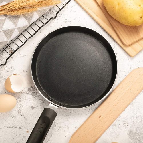  Patelai 2 Pieces Non-Stick Crepe Pan Kitchen Omelette Frying Pan Pancake Cooking Skillet with Crepe Spreader and Spatula for Kitchen Cooking Tools