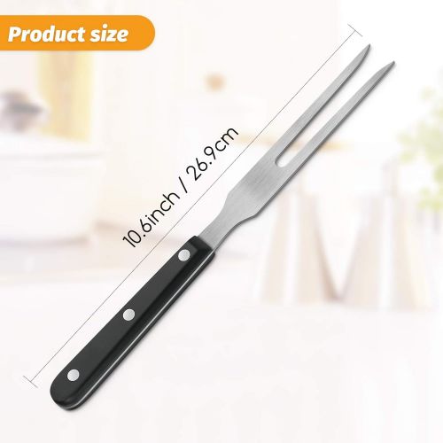  Patelai 2 Pieces Carving Fork Pot Forks Stainless Steel Meat Serving Fork with Plastic Handle 10.6 Inch Serving Grill Fork Black Handle Barbecue Fork for BBQ Kitchen Turkey Roast Dinner Pa