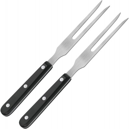  Patelai 2 Pieces Carving Fork Pot Forks Stainless Steel Meat Serving Fork with Plastic Handle 10.6 Inch Serving Grill Fork Black Handle Barbecue Fork for BBQ Kitchen Turkey Roast Dinner Pa