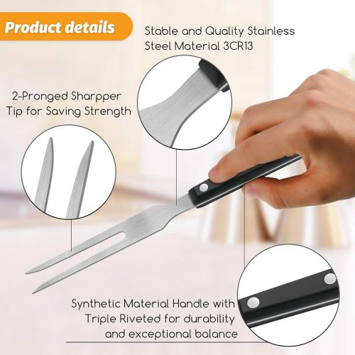  Patelai 2 Pieces Carving Fork Pot Forks Stainless Steel Meat Serving Fork with Plastic Handle 10.6 Inch Serving Grill Fork Black Handle Barbecue Fork for BBQ Kitchen Turkey Roast Dinner Pa