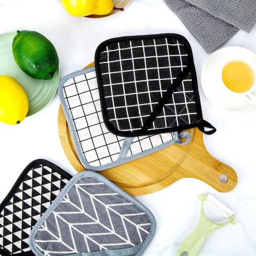  [아마존베스트]Patelai Large Cotton Pot Holders Oven Mitts Set Heat Resistant Pot Holders Square Pot Holder for Kitchen (4)