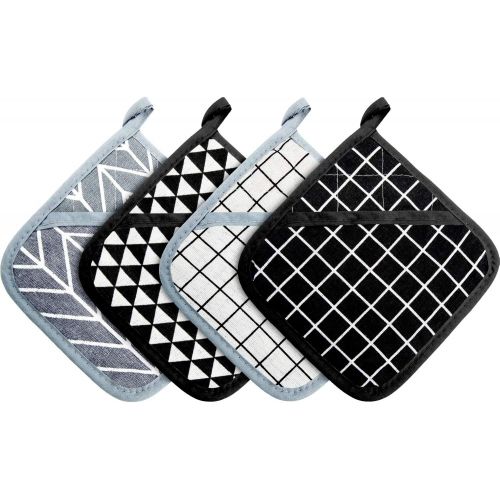  [아마존베스트]Patelai Large Cotton Pot Holders Oven Mitts Set Heat Resistant Pot Holders Square Pot Holder for Kitchen (4)