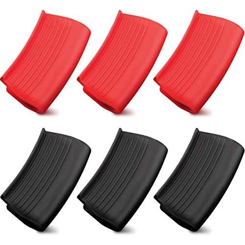  [아마존베스트]Patelai 3 Pairs Silicone Assist Handle Holder Hot Handle Holder Sleeves Heat Insulated Pot Grip Scald-Proof Pan Grip Cover for Cast Iron Woks Frying Pans Griddles Skillets Oven Trays (Red,