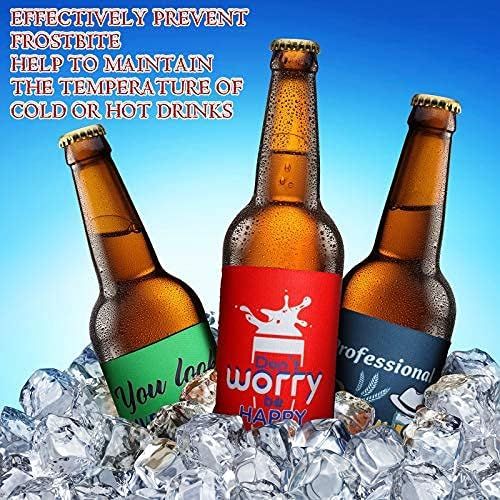  [아마존베스트]Patelai 8 Pieces Beer Can Sleeves Beer Can Coolers Funny Quotes Neoprene Drink Cooler Sleeves for Cans and Bottles