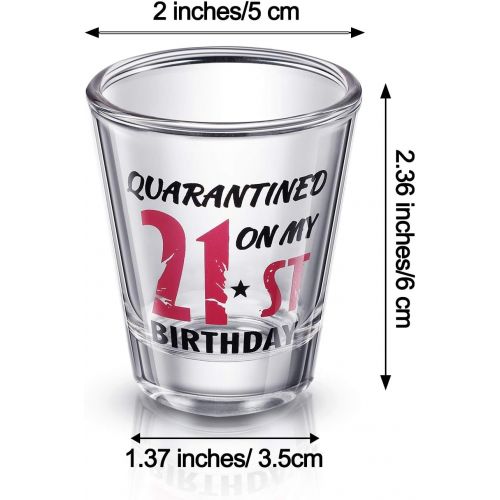  [아마존베스트]Patelai 2 Pieces 21st Birthday Wine Glass Quarantined on My 21st Birthday Glasses 2 oz Social Distance Glass for Celebrating Turning Twenty One Birthday Party Supplies
