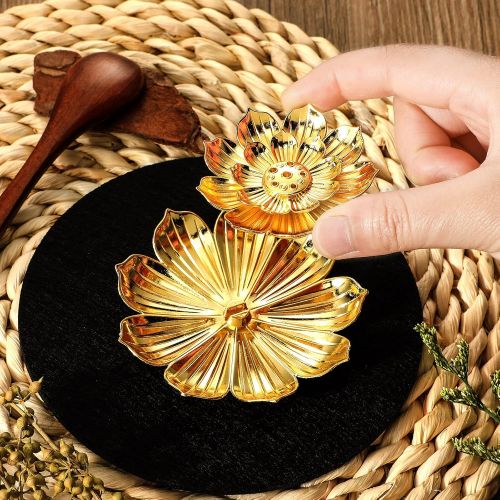  인센스스틱 Patelai 2?Pieces?Zinc Alloy Lotus Incense Holder Detachable Cone Incense Stick Holder Lotus Stick Incense Burner with?2?Pieces?Pad?for Room Home Car Decor