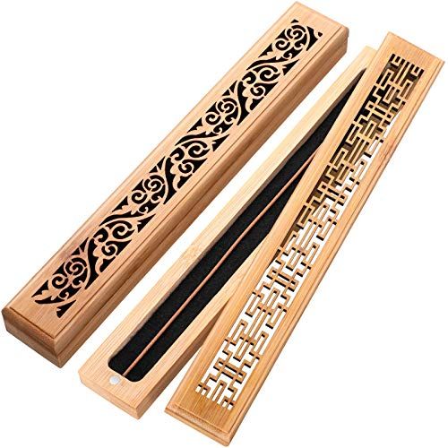  인센스스틱 Patelai 2 Pieces Incense Holder Wooden Incense Stick Holder Crafted Burning Incense Box Ash Catcher Burner for Meditation, Yoga, Aromatherapy