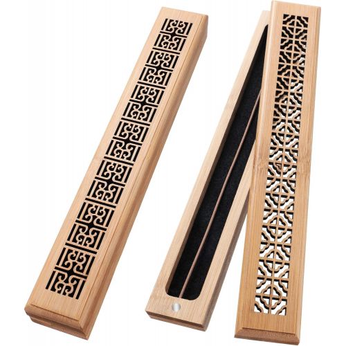  인센스스틱 Patelai 2 Pieces Wooden Incense Holder Incense Stick Holder Burning Incense Box Ash Catcher Burner for Meditation Yoga and Aromatherapy (Elegant Style)