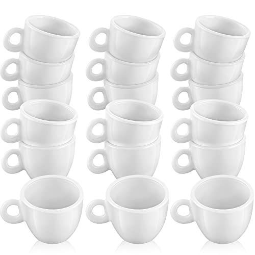  Patelai Mini Coffee Cups Tea Cup White Plastic Coffee Cups Dollhouse Miniature Food Kitchen Room Decoration Accessories for Pretend Afternoon Tea Cake Decoration Landscape (30 Pieces)