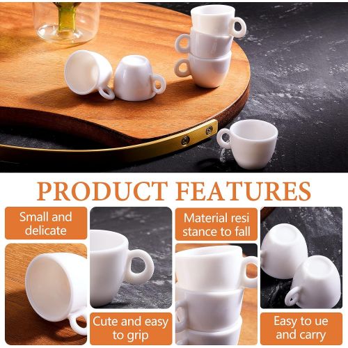  Patelai Mini Coffee Cups Tea Cup White Plastic Coffee Cups Dollhouse Miniature Food Kitchen Room Decoration Accessories for Pretend Afternoon Tea Cake Decoration Landscape (30 Pieces)