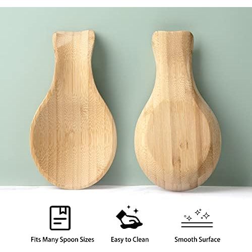  Patelai Spoon Rest For Stove Top Bamboo Holder For Spatula Wood Spoon Rest For Kitchen Counter Spoon Holder For Stove Top or Countertop, Spoon or Tong, Modern and Rustic Spoon Rest For Far