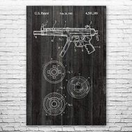 Patent Earth H&K MP5 Submachine Gun Poster Print, SWAT Team, Military Gift, Gun Blueprint, Gun Club Wall Art, Shooting Range Art Weathered Wood (8 inch x 10 inch)