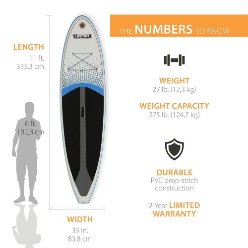  Pathfinder Lifetime Tidal 110 Inflatable Stand Up Paddle Board (Paddle Included), 11, White