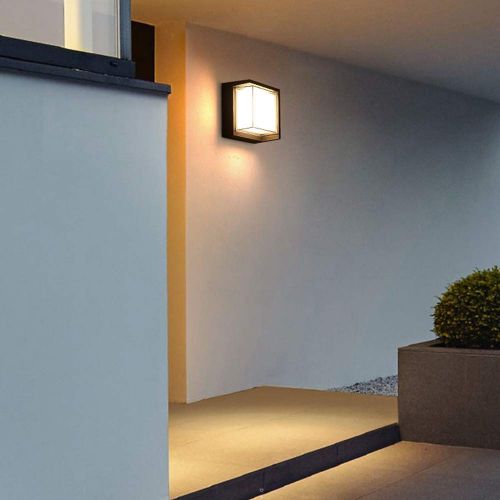  Pathson Outdoor Wall Sconce 8W LED Lamps Waterproof Indoor Modern Low Profile Lighting Fixtures 3000K Warm White Wall Mount Light for Porch Courtyards Matte Black Finish (Warm Ligh