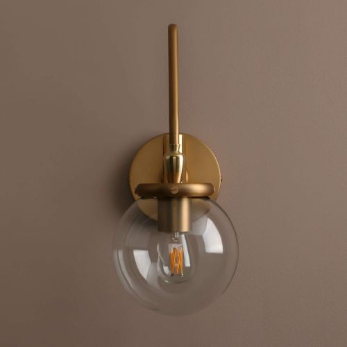  Pathson Industrial Glass Wall Sconce Lighting, Adjustable Swing Arm Wall Lamp for Bedside, Vintage Style Wall Light Fixtures for E26 Bulbs Brass Dark Finish (Antique)