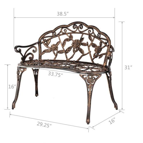  ZOFFYAL Patio Garden Bench,Outdoor Metal Bench,Park Yard Outdoor Furniture, Iron Metal Frame