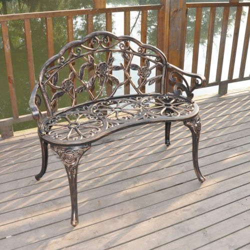  ZOFFYAL Patio Garden Bench,Outdoor Metal Bench,Park Yard Outdoor Furniture, Iron Metal Frame