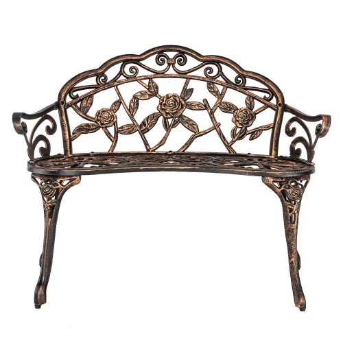  ZOFFYAL Patio Garden Bench,Outdoor Metal Bench,Park Yard Outdoor Furniture, Iron Metal Frame