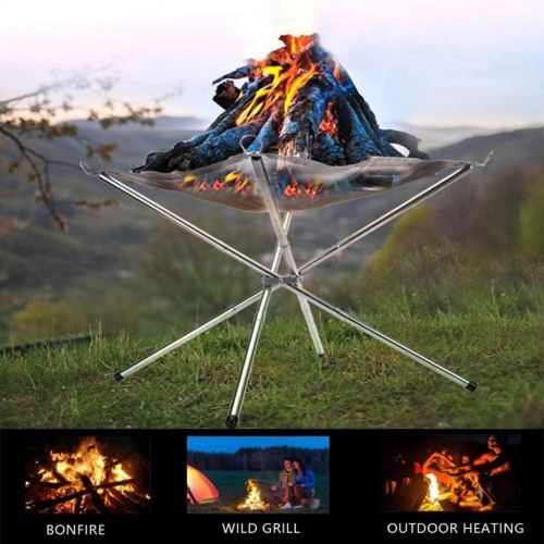  Patios Outdoor Heating Rack Stainless Steel Fire Rack Ultra Lightweight Wood Stove Camping Grill Portable Fire Rack Folding Rack