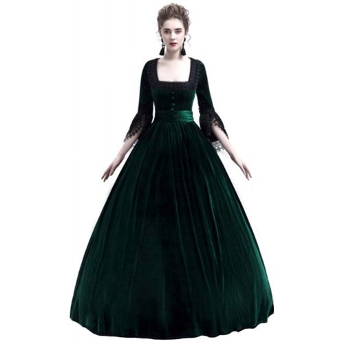  Pattistore Halloween Retro Medieval Costumes Women Renaissance Maiden Fancy Party Long Dress