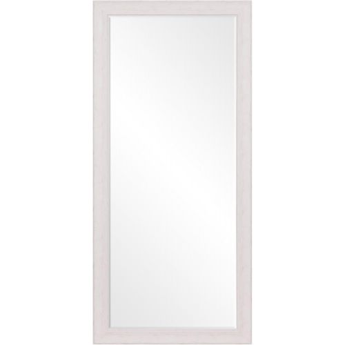  Patton Wall Decor 24 x 58 Beveled Leaner Mirror in Classic Washed Wood Frame Floor, White