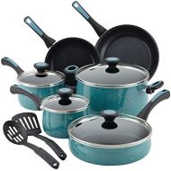 [아마존베스트]Paula Deen 16981 Riverbend Nonstick Cookware Pots and Pans Set, 12 Piece, Gulf Blue Speckle