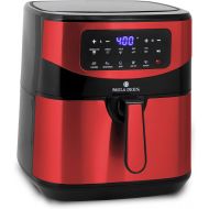 Paula Deen Stainless Steel 10 QT Digital Air Fryer (1700 Watts), LED Display, 10 Preset Cooking Functions, Ceramic Non-Stick Coating, Auto Shut-Off, 50 Recipes (Red Stainless)