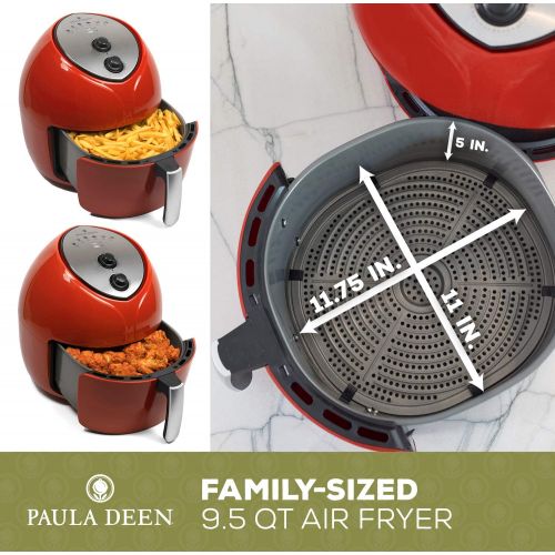  [아마존베스트]Paula Deen 9.5 QT (1700 Watt) Family-Sized Air Fryer, Rapid Air Circulation System, Single Basket, Ceramic Non-Stick Coating, Simple Knob Controls, Timer with Auto Shut-Off, 50 Rec
