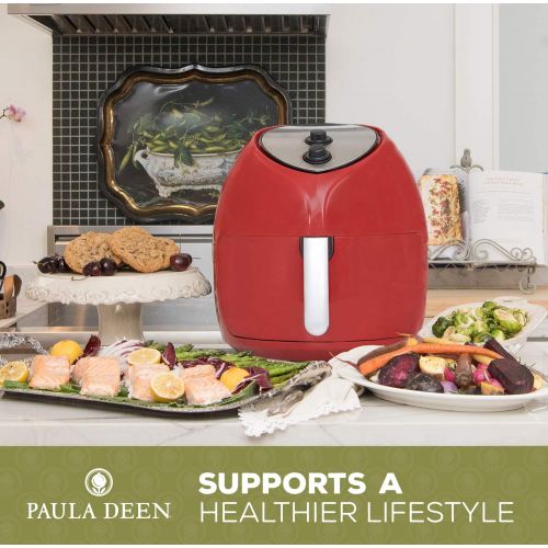  [아마존베스트]Paula Deen 9.5 QT (1700 Watt) Family-Sized Air Fryer, Rapid Air Circulation System, Single Basket, Ceramic Non-Stick Coating, Simple Knob Controls, Timer with Auto Shut-Off, 50 Rec