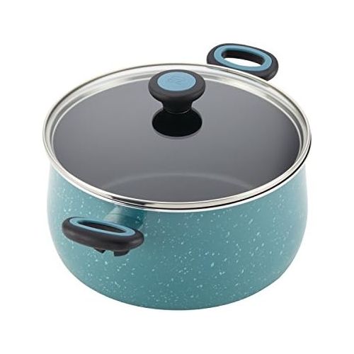  Paula Deen Riverbend Nonstick Cookware Pots and Pans Set, 12 Piece, Gulf Blue Speckle