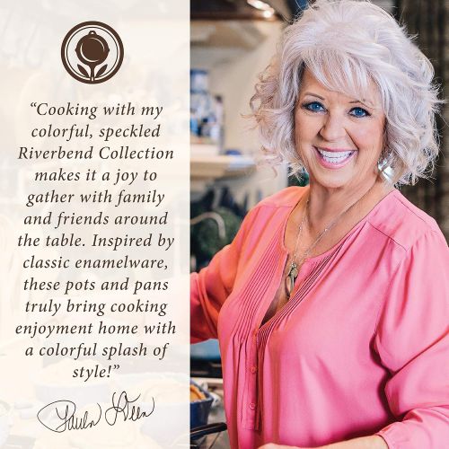  Paula Deen Riverbend Nonstick Cookware Pots and Pans Set, 12 Piece, Gulf Blue Speckle