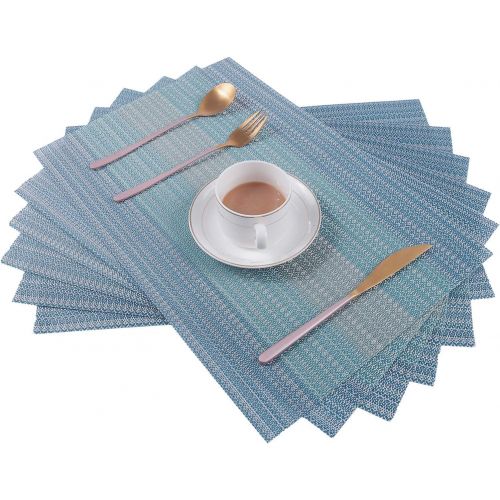  [아마존베스트]Pauwer Placemats Set of 4 for Dining Table Washable Woven Vinyl Placemat Non-Slip Heat Resistant Kitchen Table Mats Easy to Clean