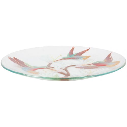  Fusion Art Glass Pavilion - Hummingbird Floral 14 Round Serving Plate