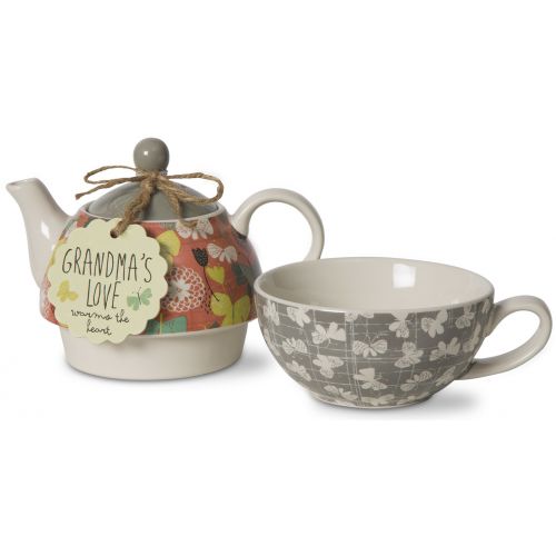  Pavilion Gift Company Bloom by Amylee Weeks 74071 Grandma - Teapot and Cup Combo